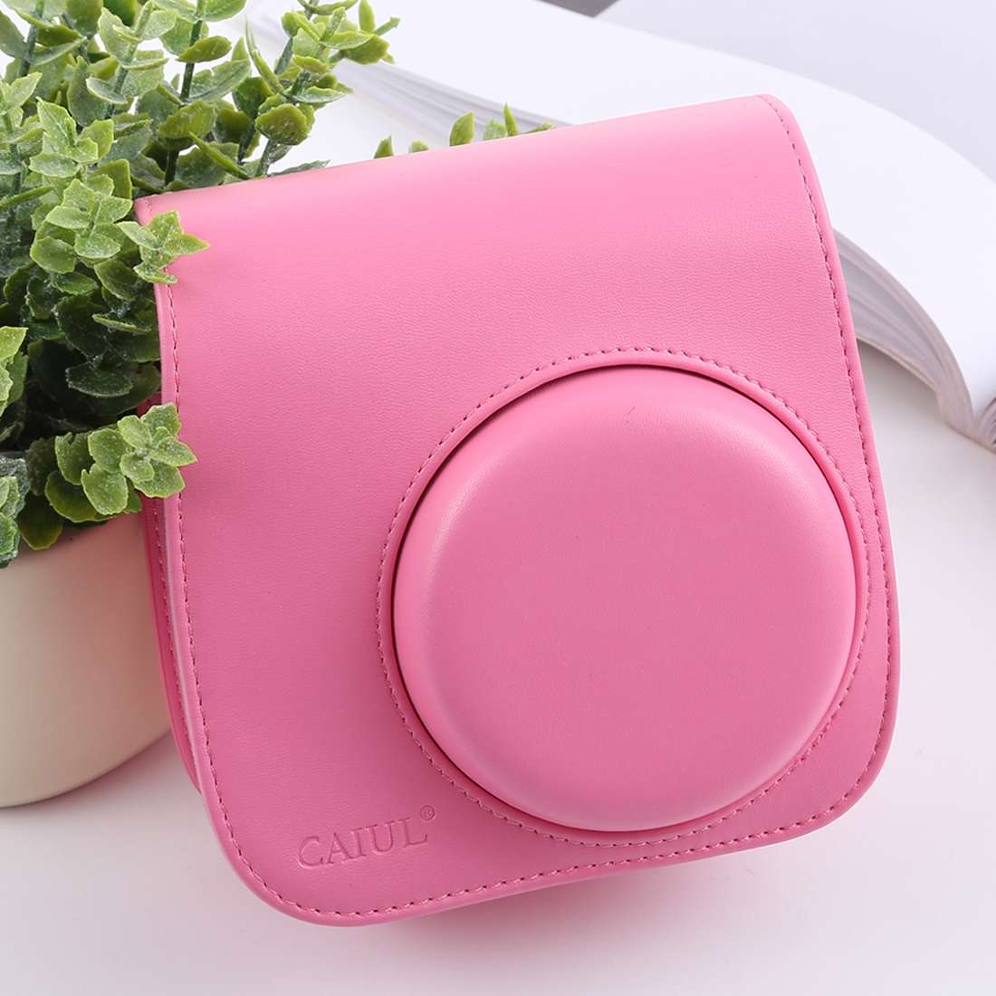 Retro Style Full Body Camera PU Leather Case Bag with Strap for FUJIFILM instax mini 9 ... (Pink)