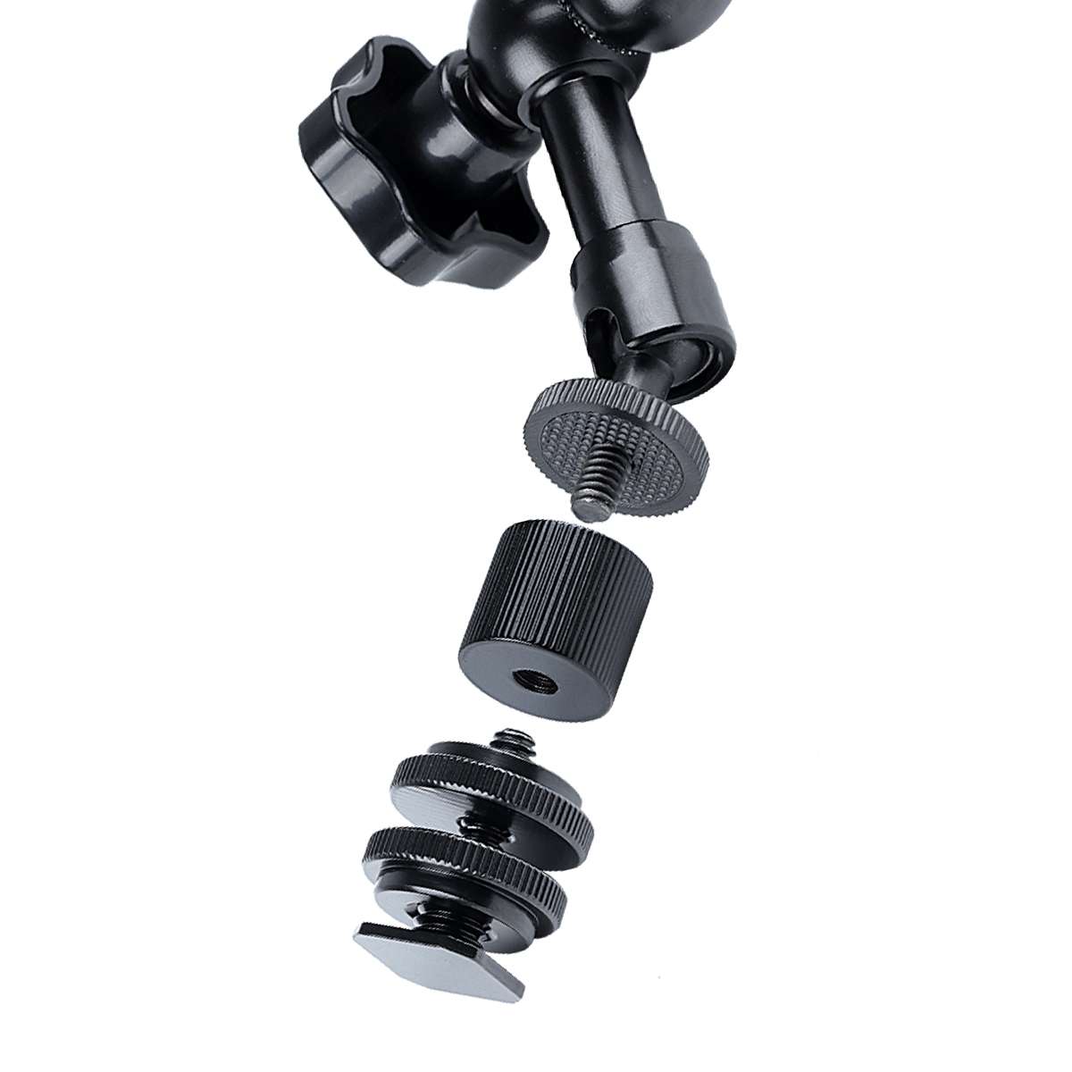 7 inch Adjustable Friction Articulating Magic Arm + Large Claws Clips (Black)