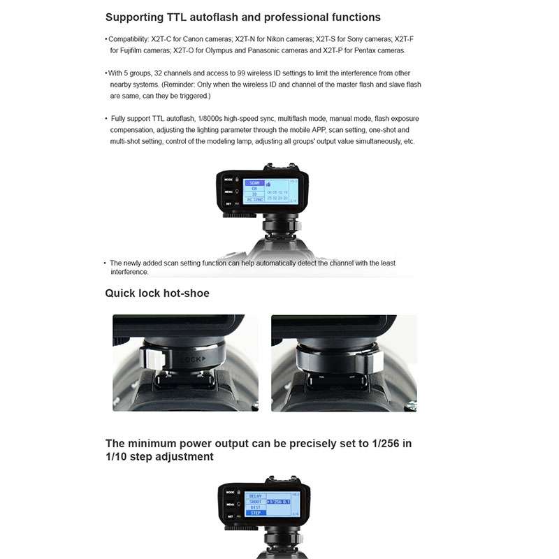 Godox X2T-S E-TTL II Bluetooth Wireless Flash Trigger for Sony (Black)