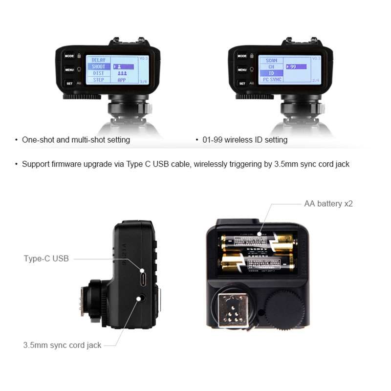 Godox X2T-S E-TTL II Bluetooth Wireless Flash Trigger for Sony (Black)