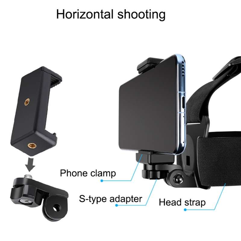 Elastic Mount Belt Adjustable Head Strap with Phone Clamp & Screw & S-type Adapter for ... (Black)