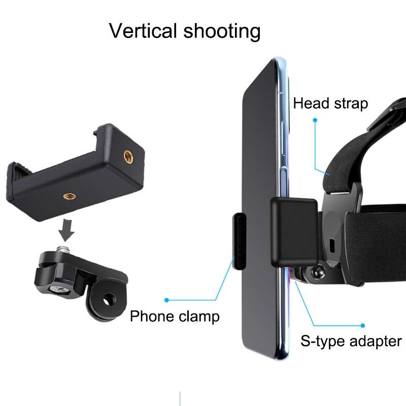 Elastic Mount Belt Adjustable Head Strap with Phone Clamp & Screw & S-type Adapter for ... (Black)