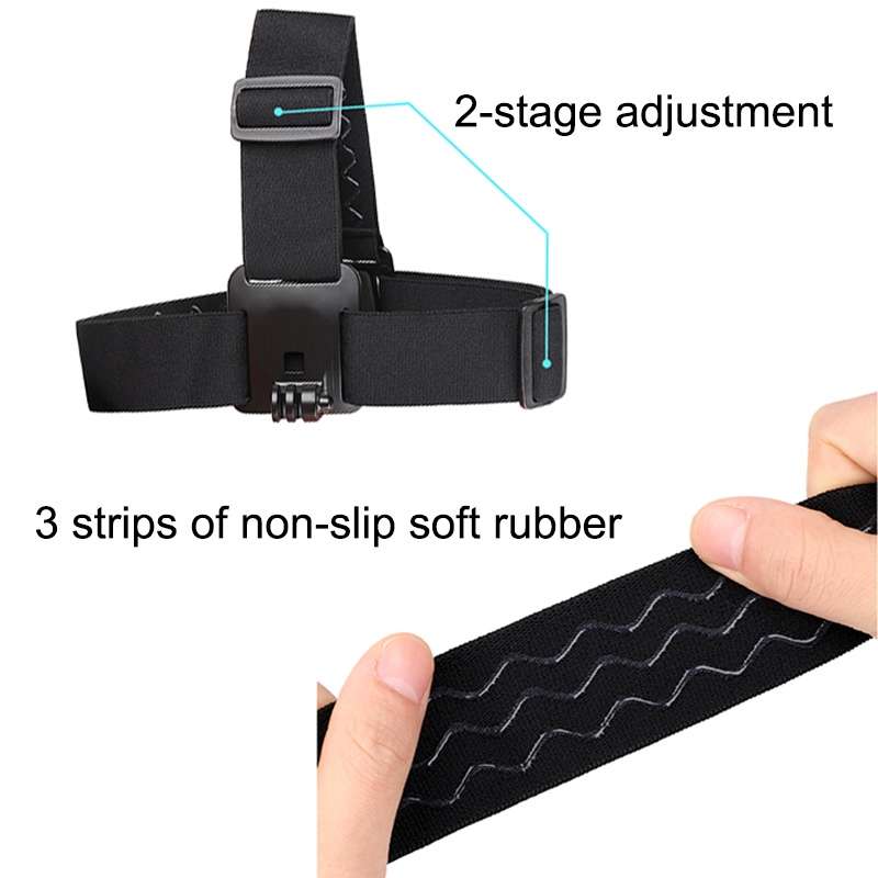 Elastic Mount Belt Adjustable Head Strap with Phone Clamp & Screw & S-type Adapter for ... (Black)