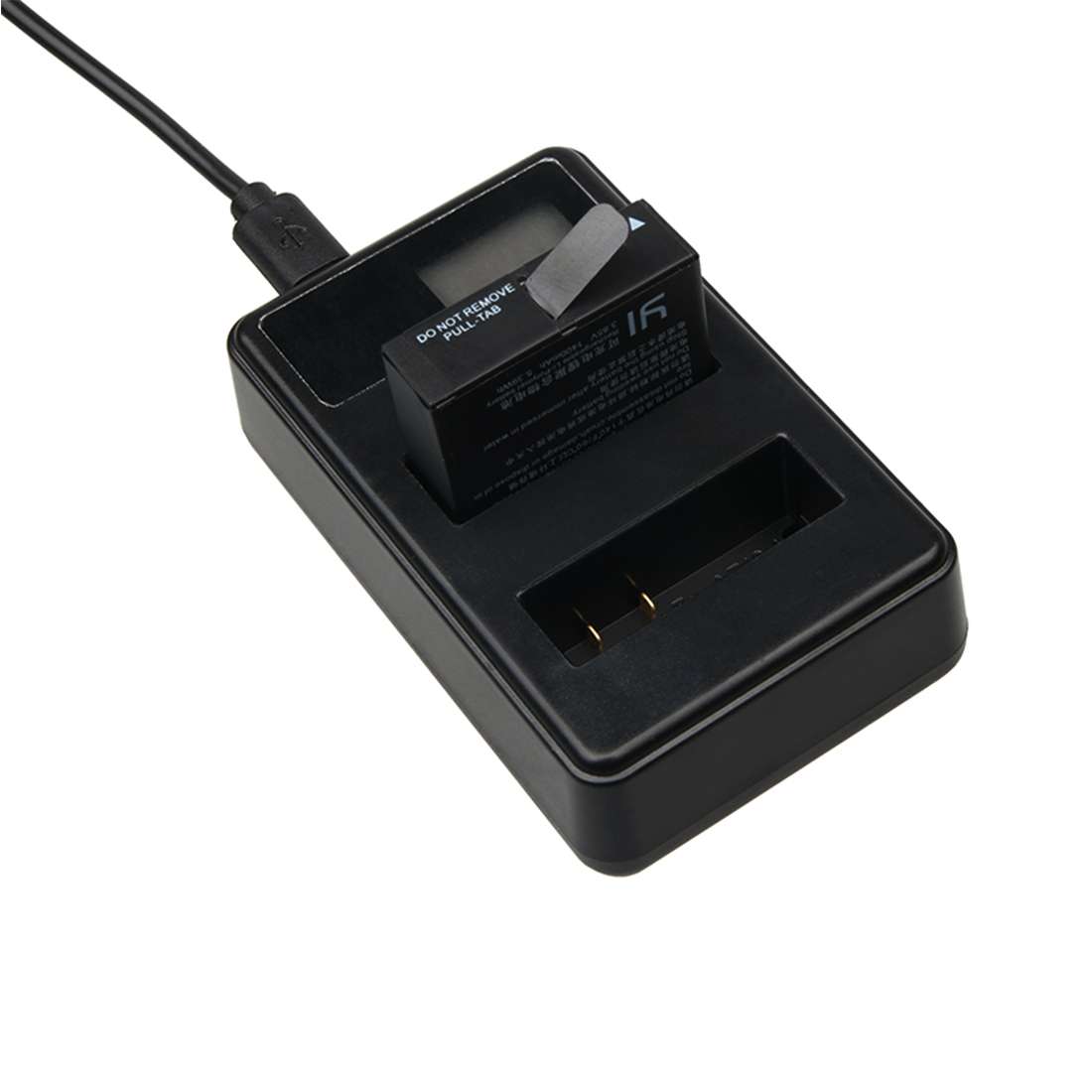 LCD Screen Dual Batteries Charger with USB Cable for Xiaoyi 4K Sport Camera, Displays C ... (XM47)