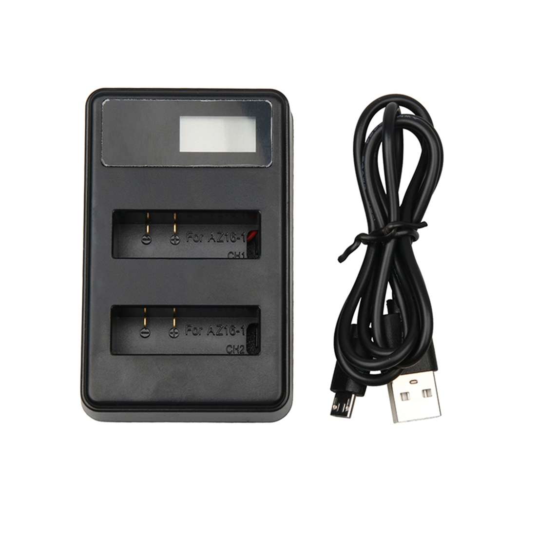 LCD Screen Dual Batteries Charger with USB Cable for Xiaoyi 4K Sport Camera, Displays C ... (XM47)