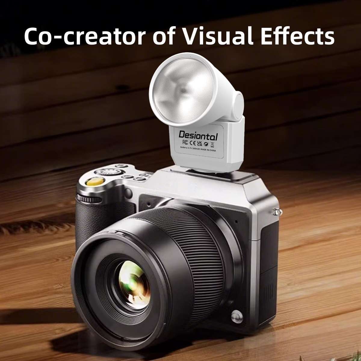 Desiontal F02 Mini On-Camera Flash Light Speedlite for Mirrorless Cameras (Black)