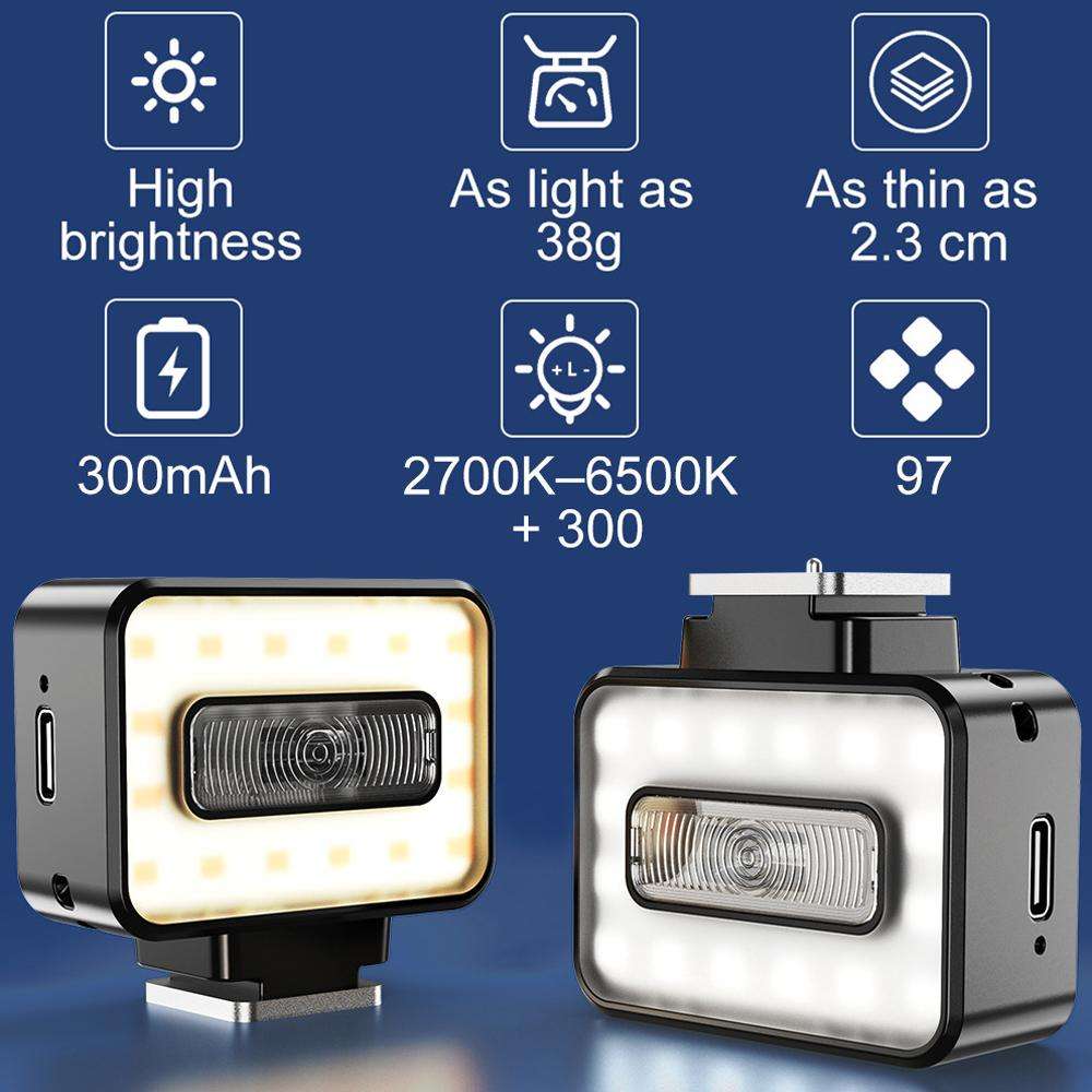 Desiontal F03 Mini On-Camera Flash Light Speedlite for Mirrorless Cameras (Black)