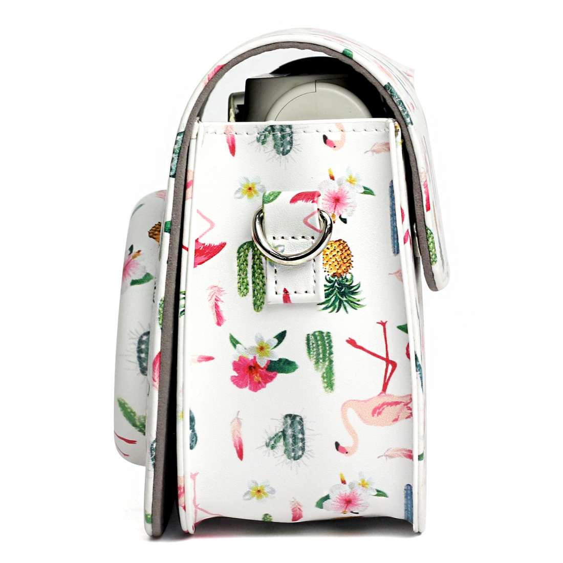 Flamingo Cactus Pattern PU Leather Protective Camera Case Bag For FUJIFILM Instax Mini 7S / 7C Cam