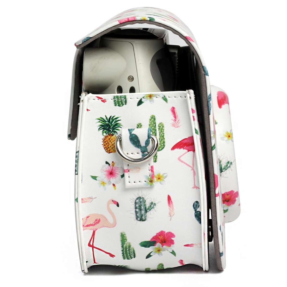 Flamingo Cactus Pattern PU Leather Protective Camera Case Bag For FUJIFILM Instax Mini 7S / 7C Cam