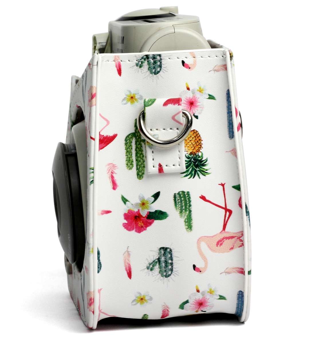 Flamingo Cactus Pattern PU Leather Protective Camera Case Bag For FUJIFILM Instax Mini 7S / 7C Cam