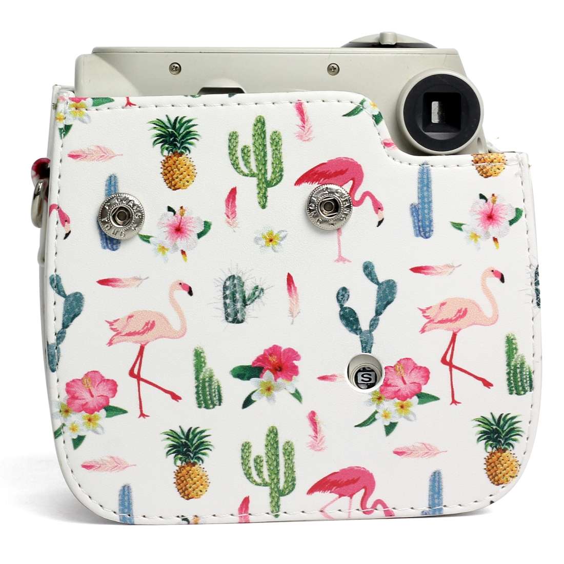 Flamingo Cactus Pattern PU Leather Protective Camera Case Bag For FUJIFILM Instax Mini 7S / 7C Cam