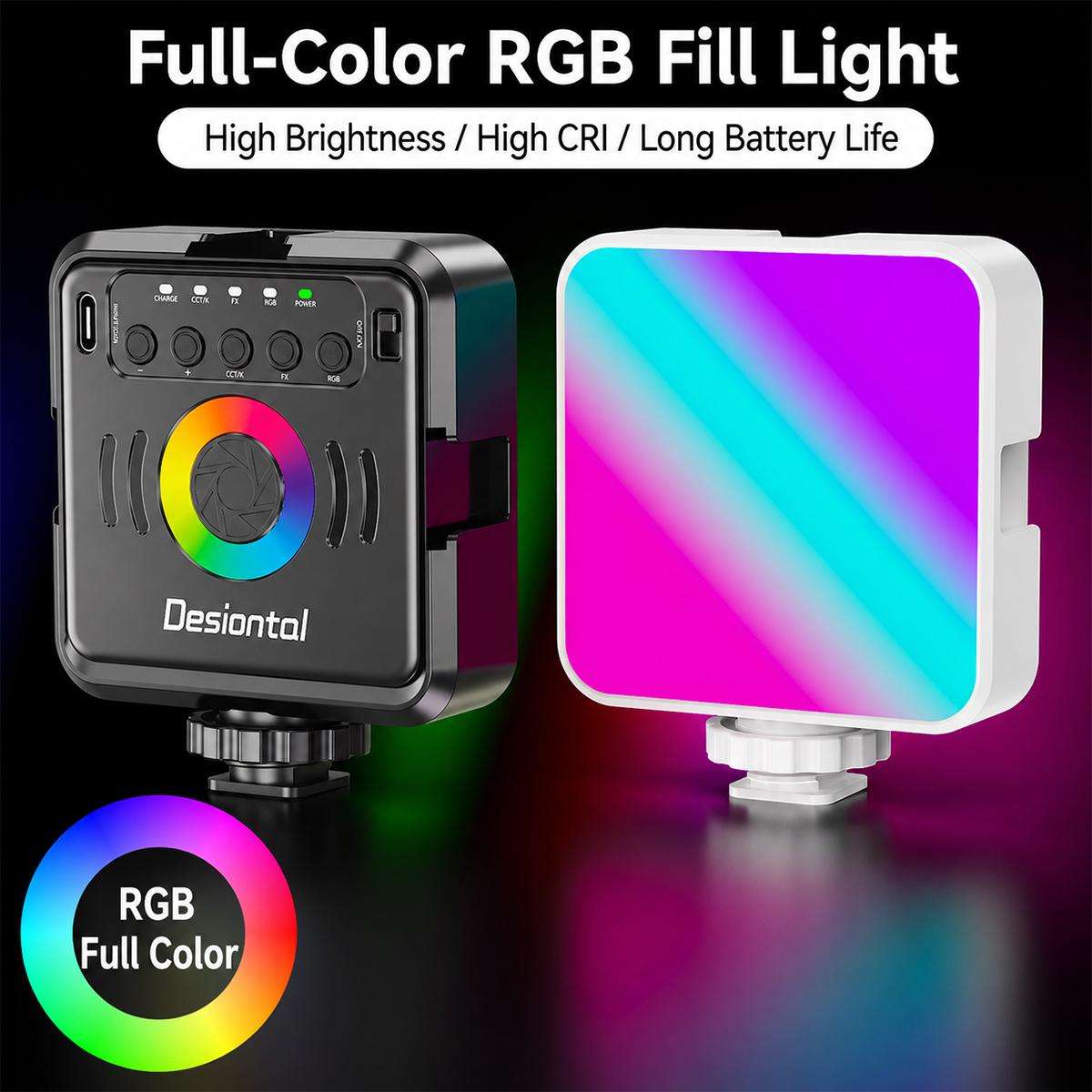 Desiontal iReal-X2 Portable RGB Photography Light (Black)