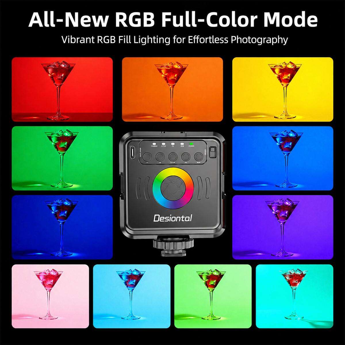 Desiontal iReal-X2 Portable RGB Photography Light (Black)