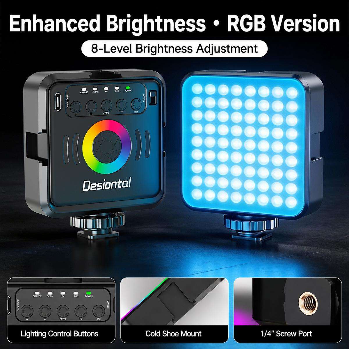 Desiontal iReal-X2 Portable RGB Photography Light (Black)