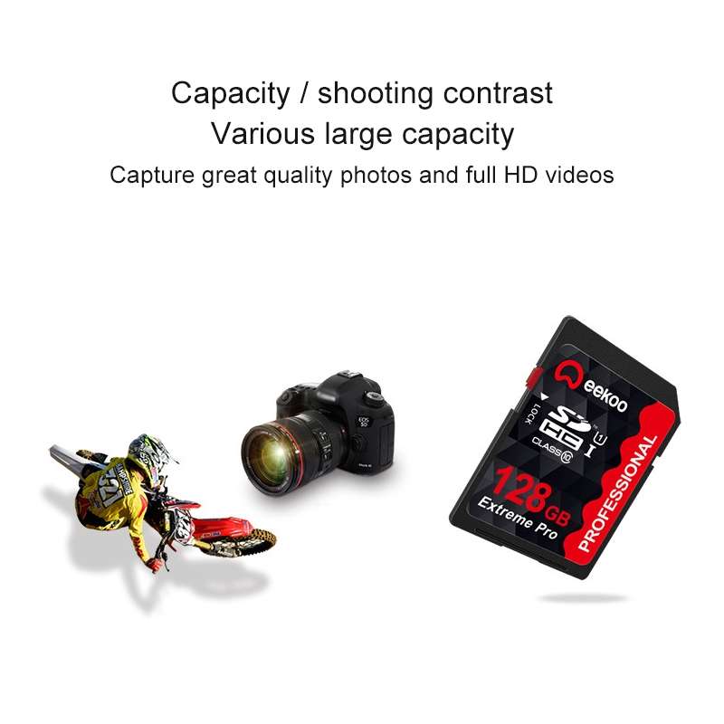 eekoo 128GB High Speed Class 10 SD Memory Card for All Digital Devices with SD Card Slot