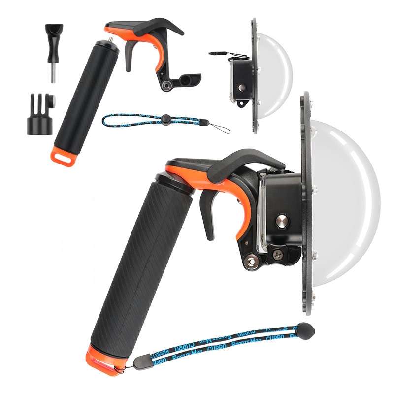 Shutter Trigger + Dome Port Lens Transparent Cover + Floating Hand Grip Diving Buoyancy Stick with