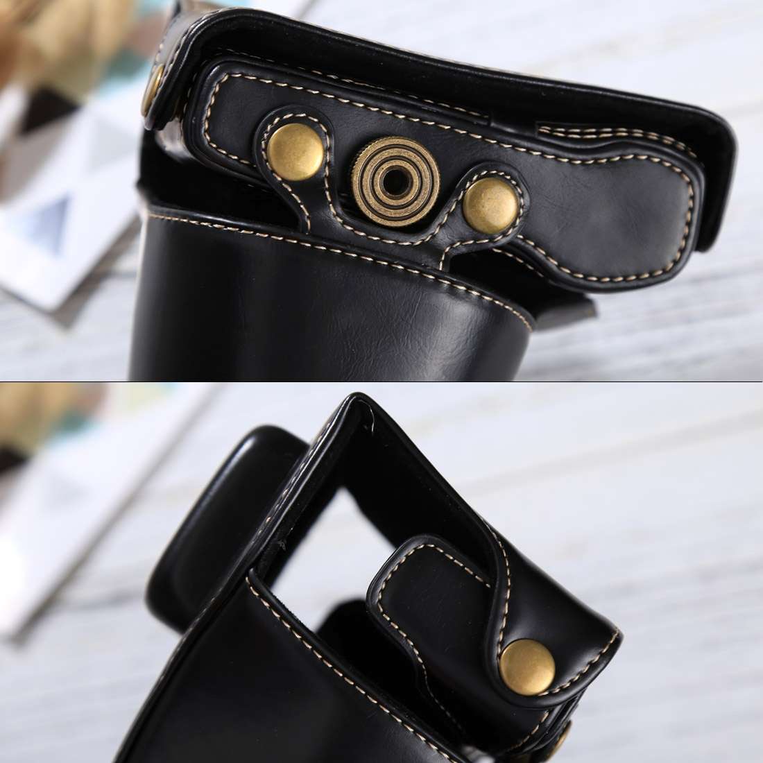 Full Body Camera PU Leather Case Bag with Strap for Olympus EPL7 / EPL8 (Black)