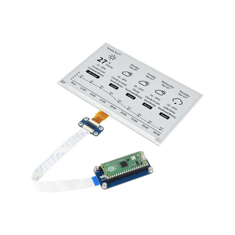 Waveshare 7.5 inch 800x480 pixel Black White E-Paper E-Ink Display Module for Raspberry Pi Pico, S