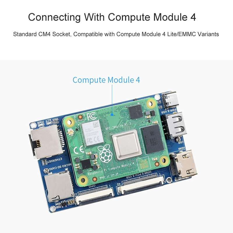 Waveshare Binocular Camera Base Board with Interface Expander for Raspberry Pi Compute Module 4