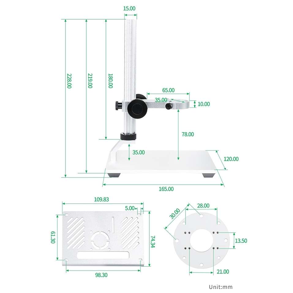Waveshare 4.3 inch Screen Raspberry Pi Microscope Kit 12MP Camera Module with Bracket, US Plug