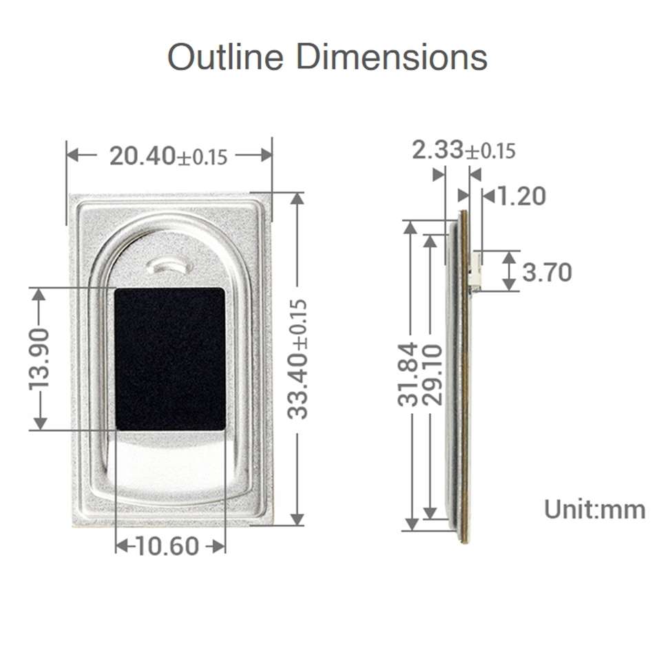 Waveshare UART Rectangle-shaped All-in-One Capacitive Fingerprint Sensor (E), Cortex Processor