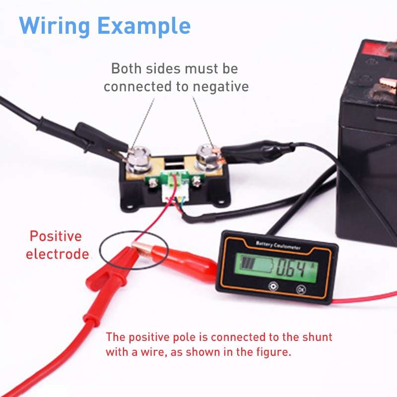 2m 100A 12V 48V Digital Display DC Current Voltmeter Lead-Acid Lithium Battery Charge Meter