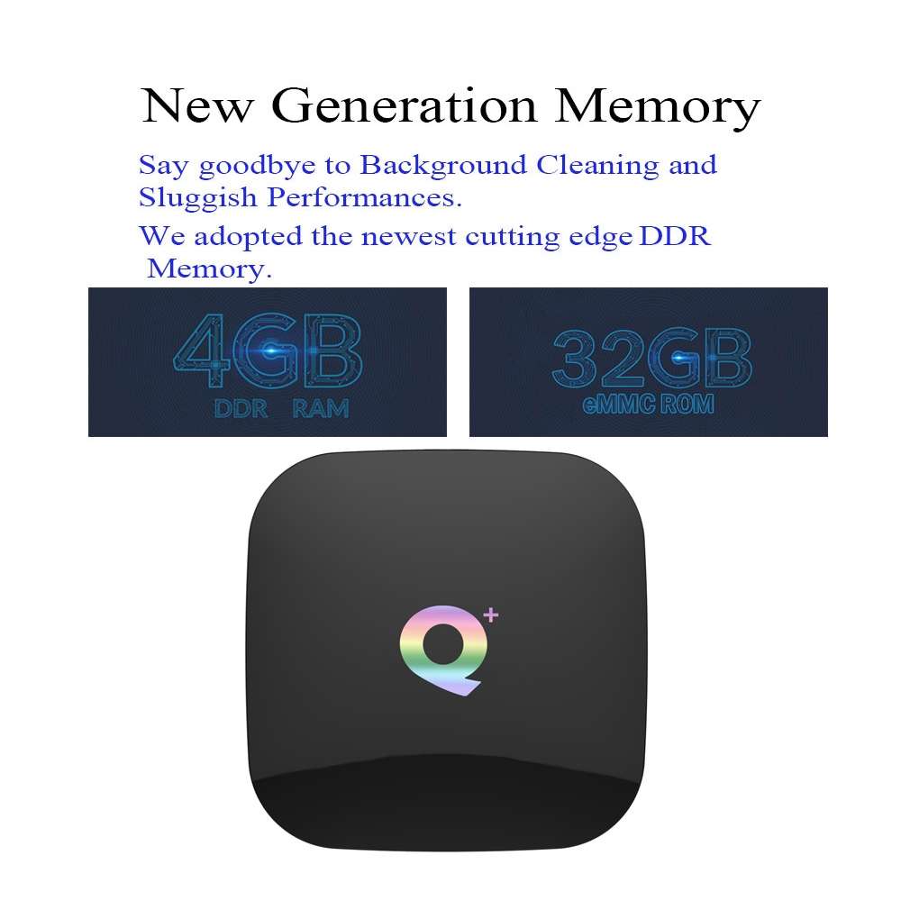 Q+ 6K HD Smart TV BOX,Android 8.1,H6 Quad Core Cortex-A53 Up to 2GHz,4GB+32GB, Support ... (Black)