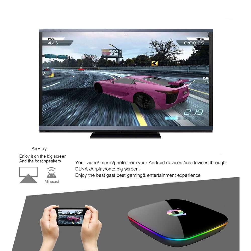 Q+ 6K HD Smart TV BOX,Android 8.1,H6 Quad Core Cortex-A53 Up to 2GHz,4GB+32GB, Support ... (Black)