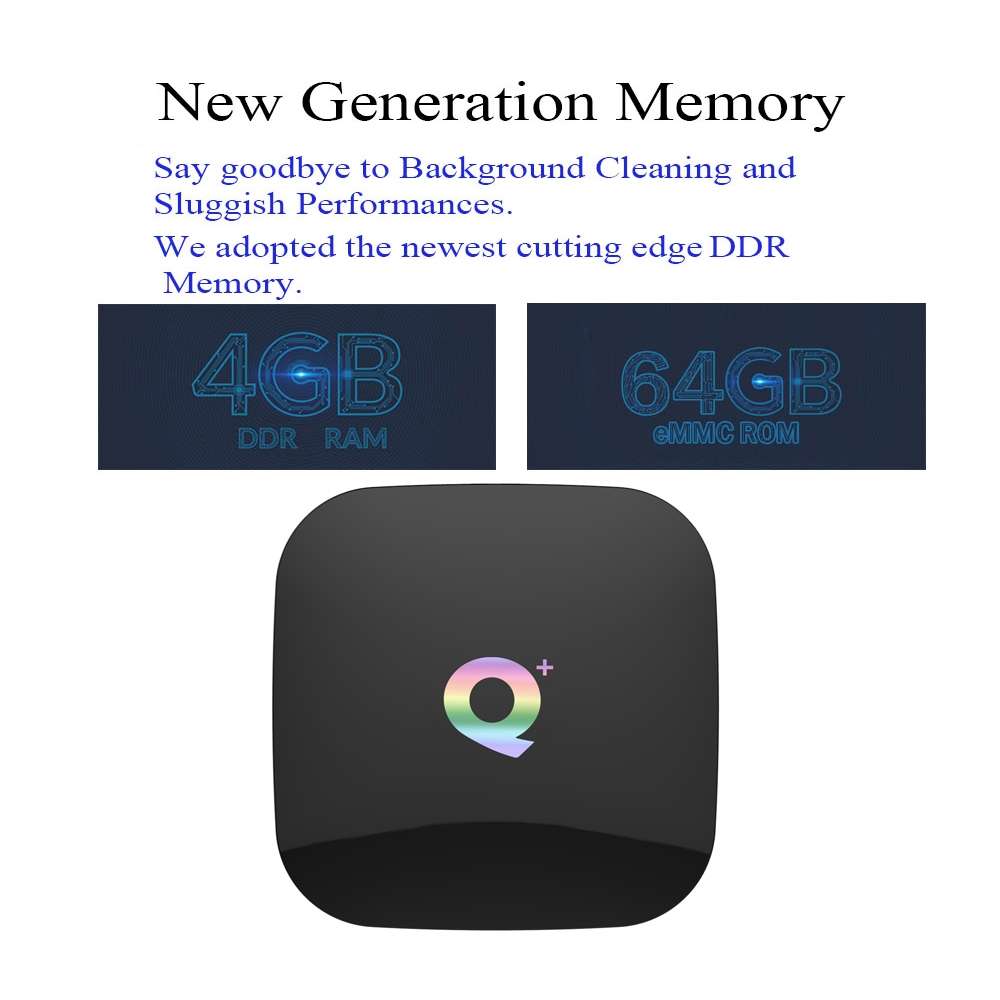 Q+ 6K HD Smart TV BOX,Android 8.1,H6 Quad Core Cortex-A53 Up to 2GHz,4GB+64GB, Support ... (Black)