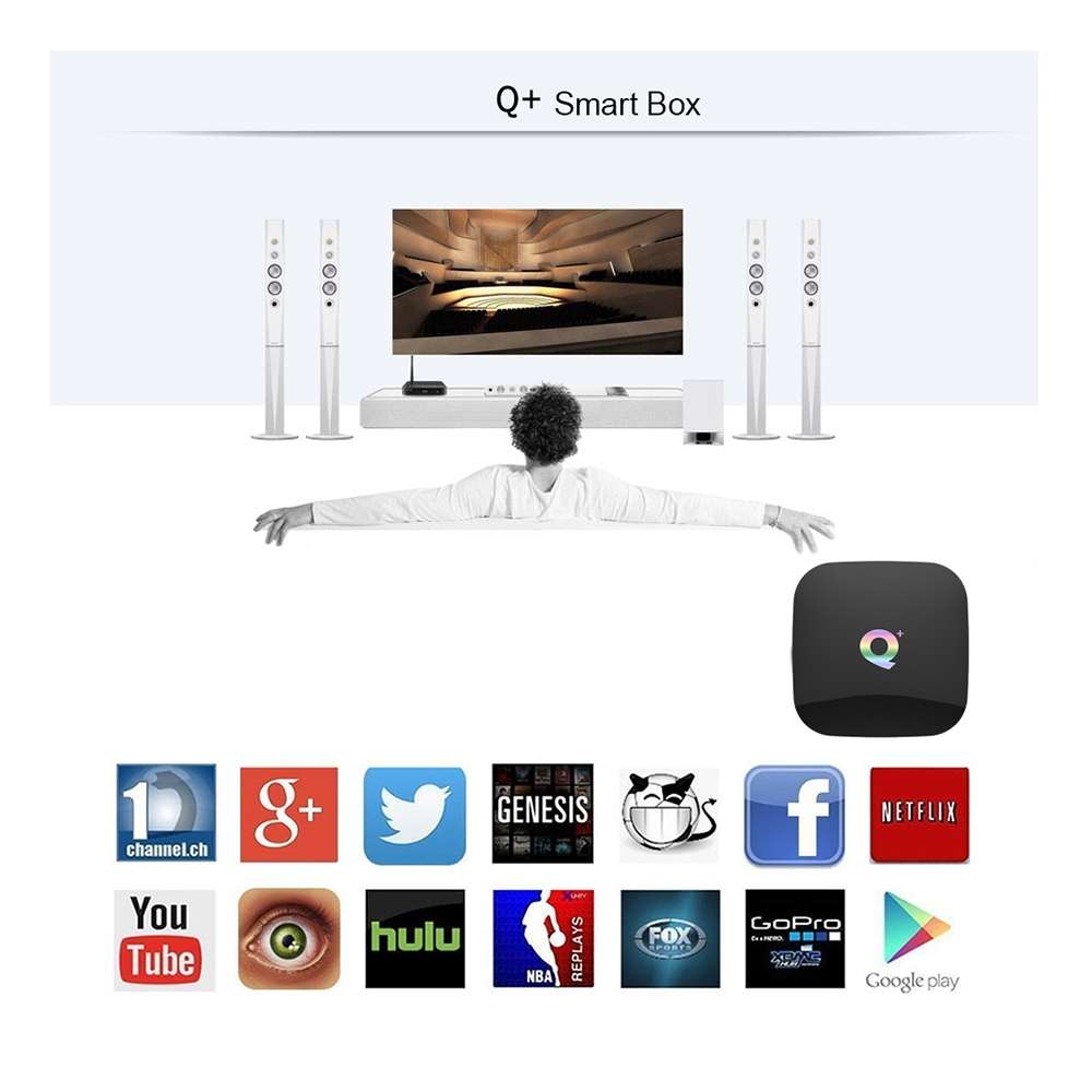 Q+ 6K HD Smart TV BOX,Android 8.1,H6 Quad Core Cortex-A53 Up to 2GHz,2GB+16GB, Support ... (Black)