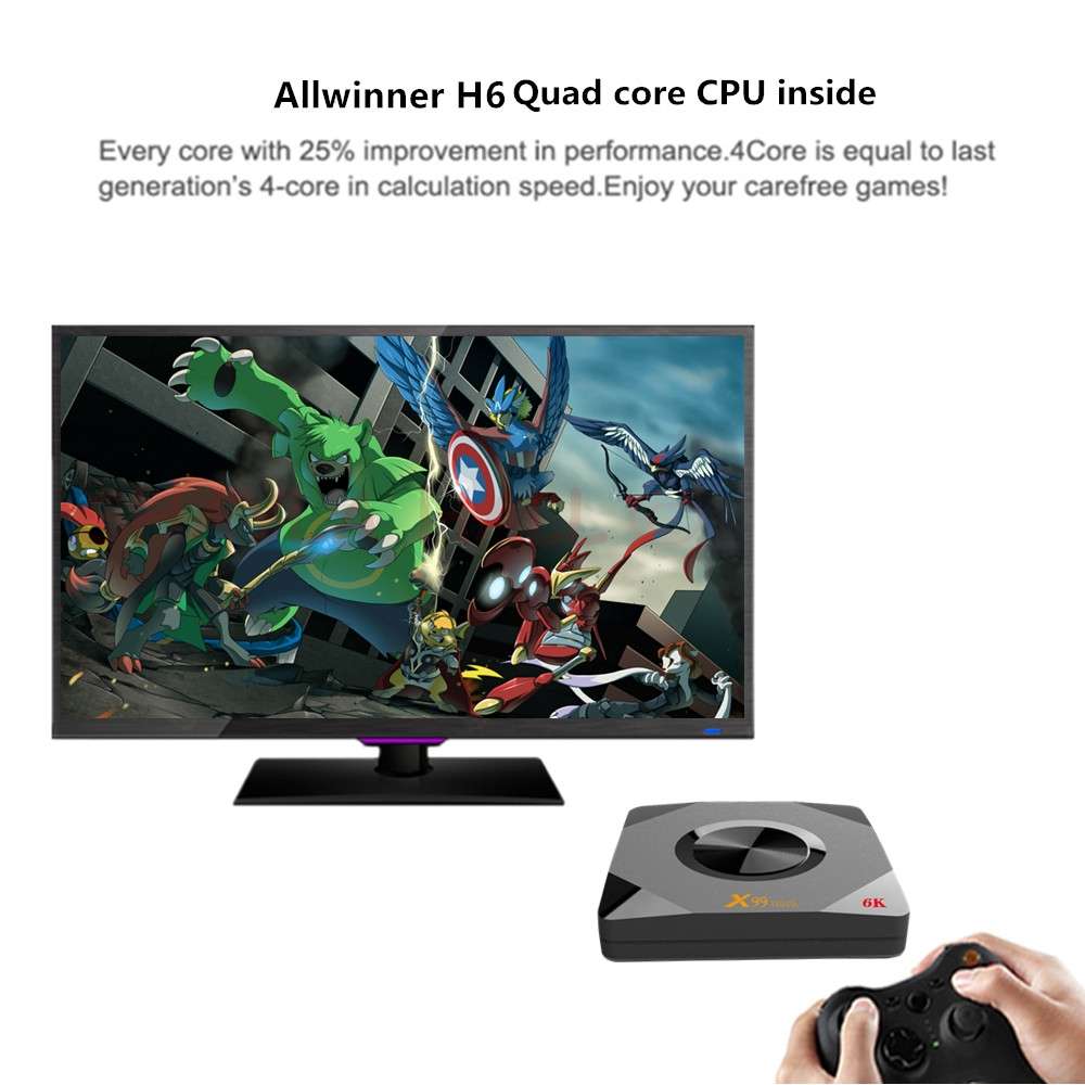 X99 Mini 6K HD Smart TV BOX,Android 9.0,Allwinner H6 Quad Core 64-bit ARM Cortex-A53,4GB+32GB, Sup