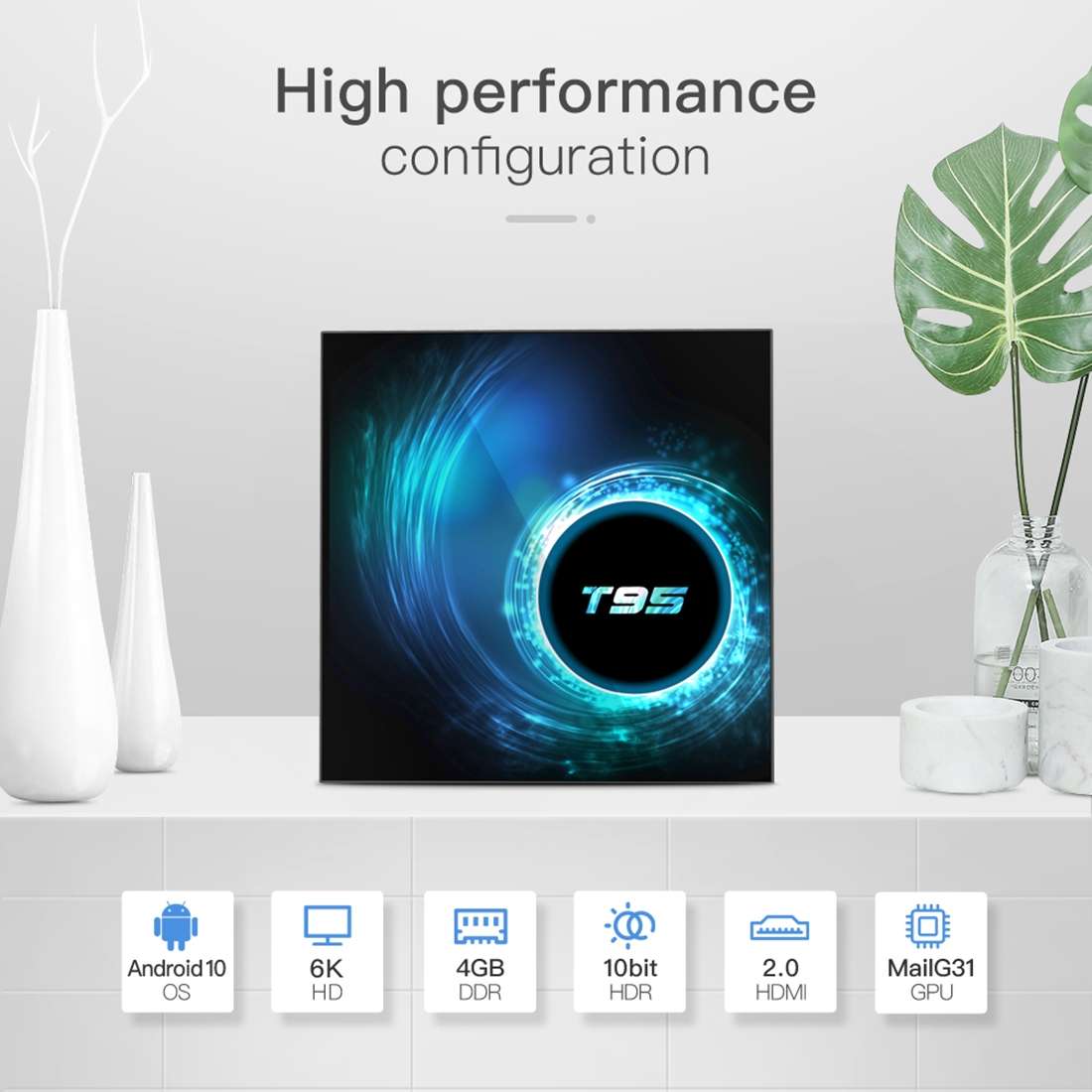 T95 6K UHD Smart TV Box with Remote Controller, Android 10.0, H616 Quad-Core Cortex-A53, 4GB + 64G