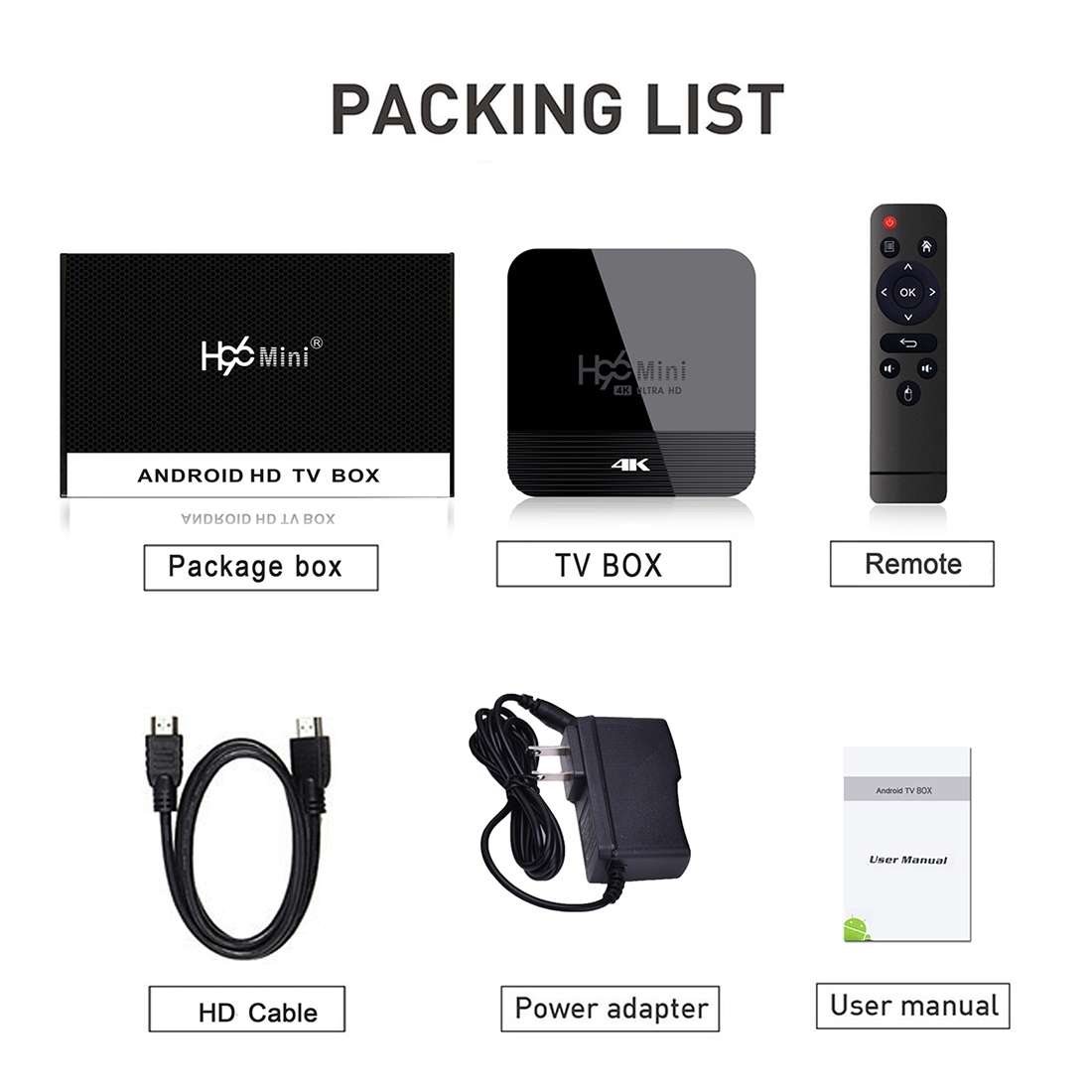 H96 MINI H8 4K UHD Smart TV Box with Remote Controller, Android 9.0 RK3228A Quad-core Cortex-A7, 1