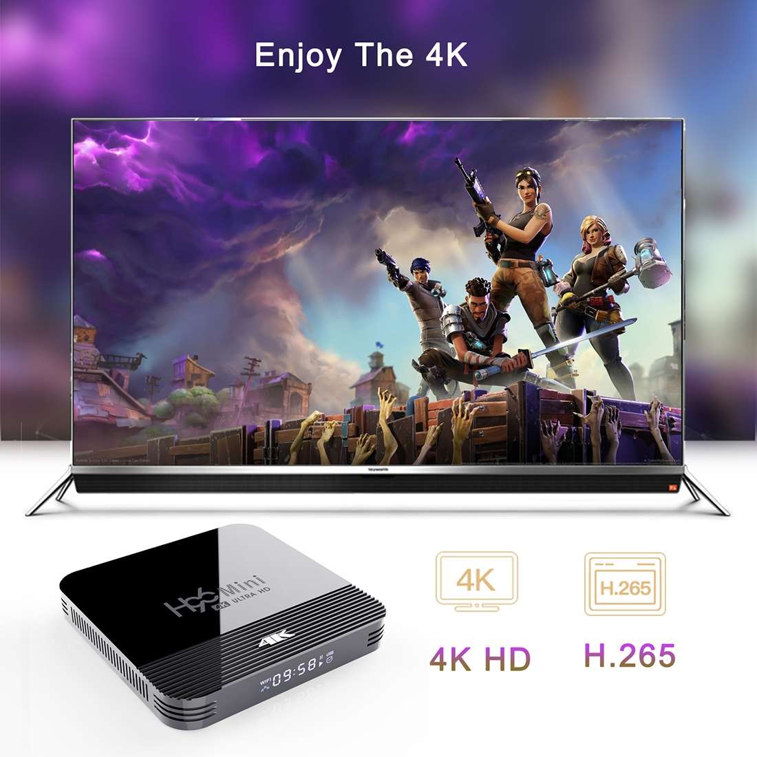 H96 MINI H8 4K UHD Smart TV Box with Remote Controller, Android 9.0 RK3228A Quad-core Cortex-A7, 1
