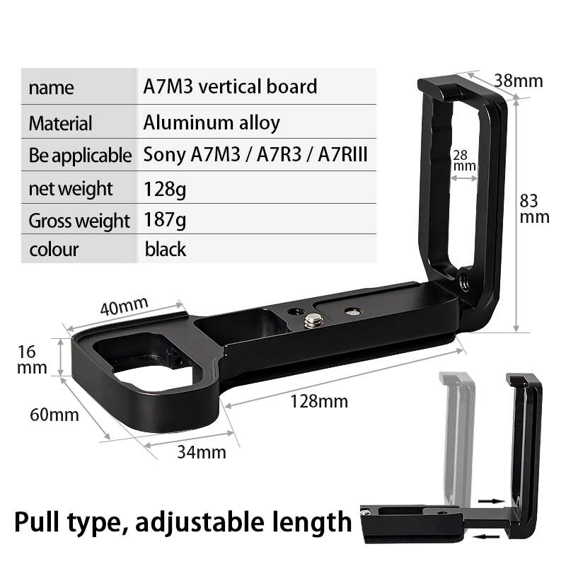 BEXIN A73 L-plate Camera Vertical Clapper for A7M3 A7III A7RIII Camera(Black)