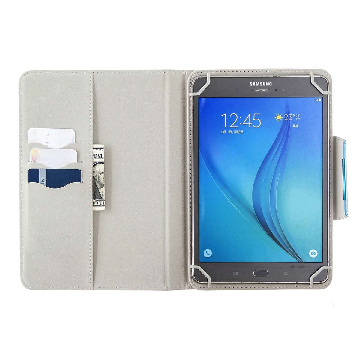 For 8 inch Universal Solid Color Horizontal Flip Leather Case with Card Slots & Ho ... (Dark Blue)