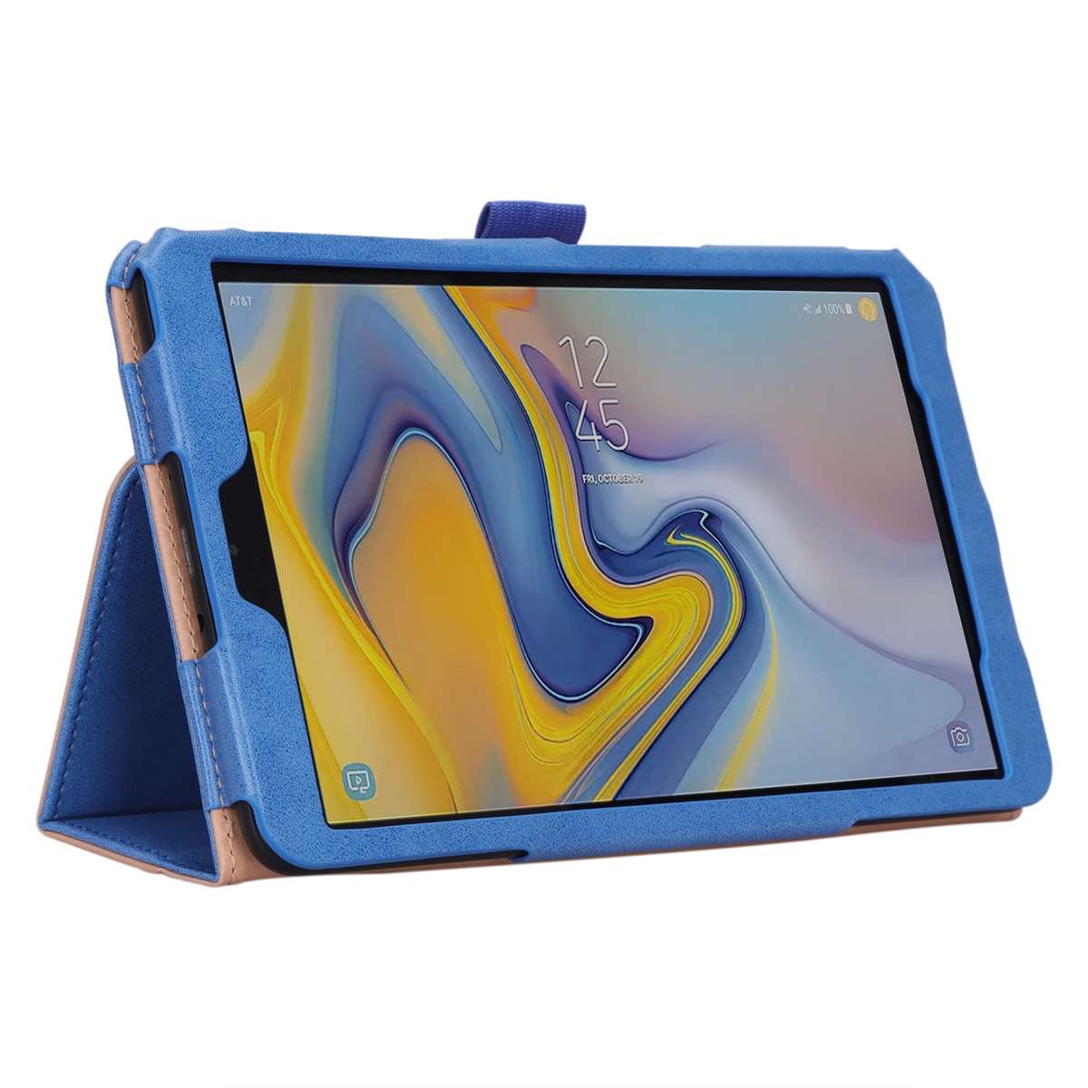 For Samsung Galaxy Tab A 8.0 (2018) T387 Business Retro PU Horizontal Flip Leather Case ... (Blue)