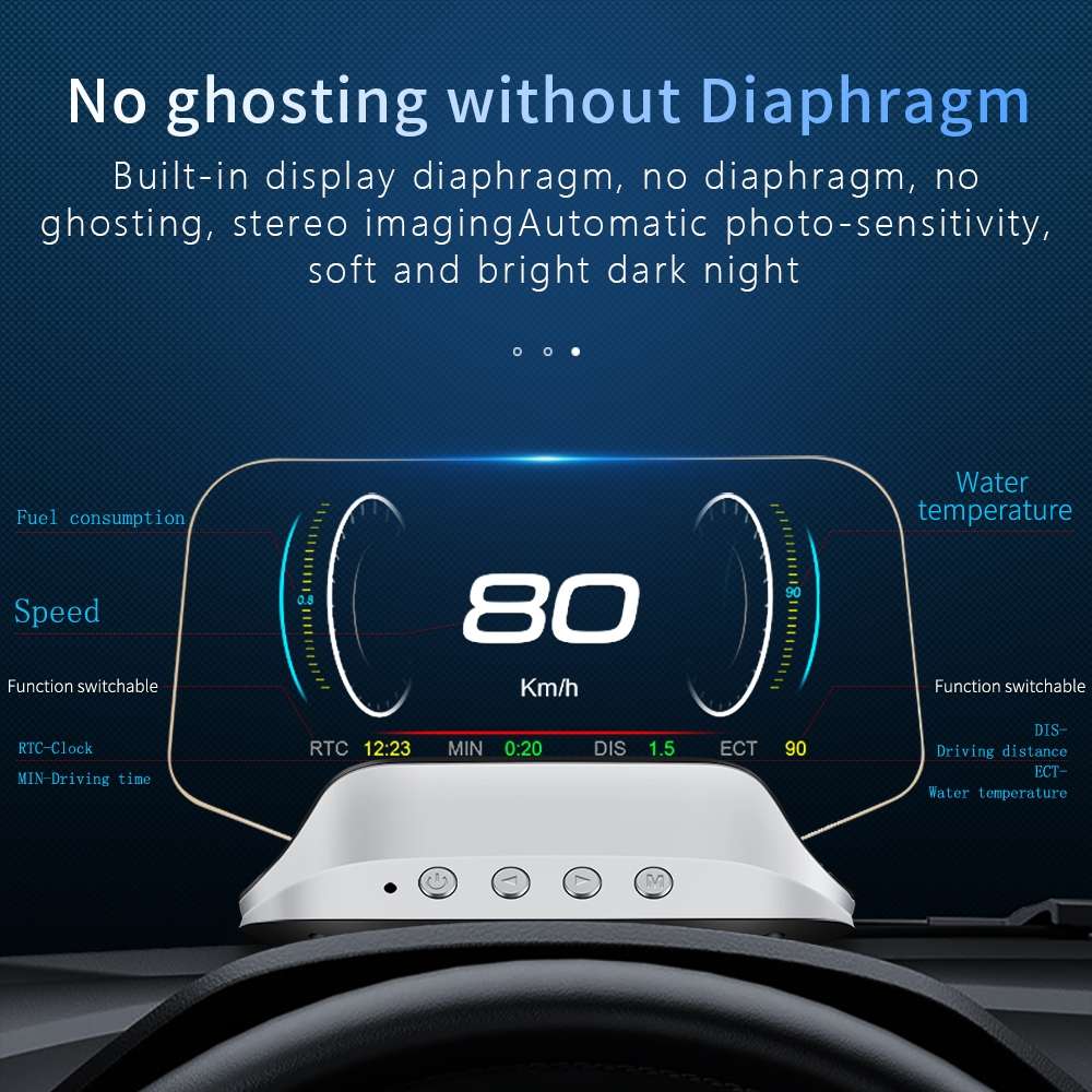 C3 OBD2 + GPS Mode Car Head-up Display HUD Overspeed / Speed / Water Temperature Too High / Voltage