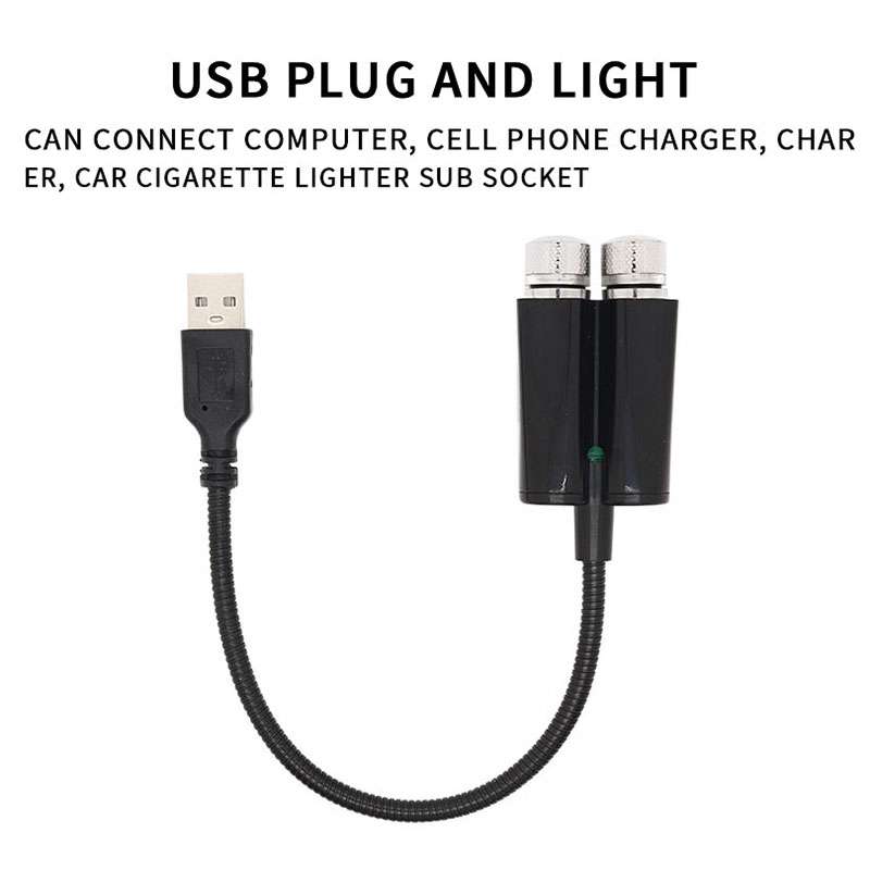 Car Two-color USB Star Dome Light Atmosphere Laser Projection Decorative Light, Constantly Bright Ve