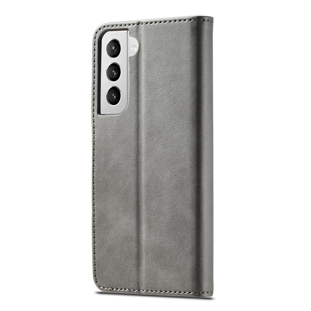 For Samsung Galaxy S21 5G LC.IMEEKE Calf Texture Horizontal Flip Leather Case with Hold ... (Grey)