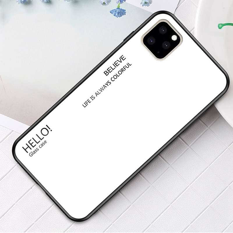 For iPhone 11 Pro Max Gradient Color Glass Case(White)