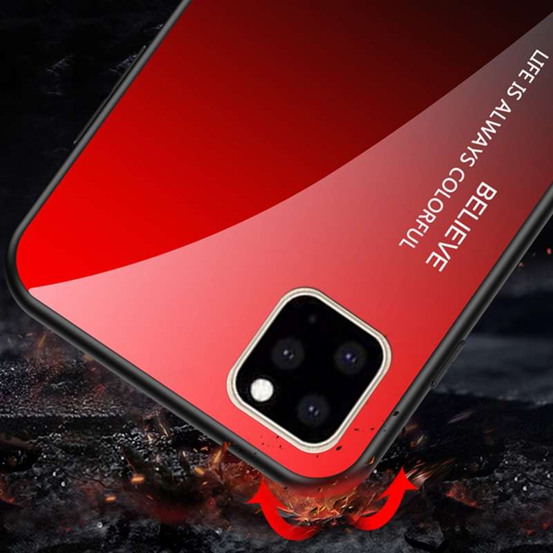 For iPhone 11 Pro Max Gradient Color Glass Case(White)