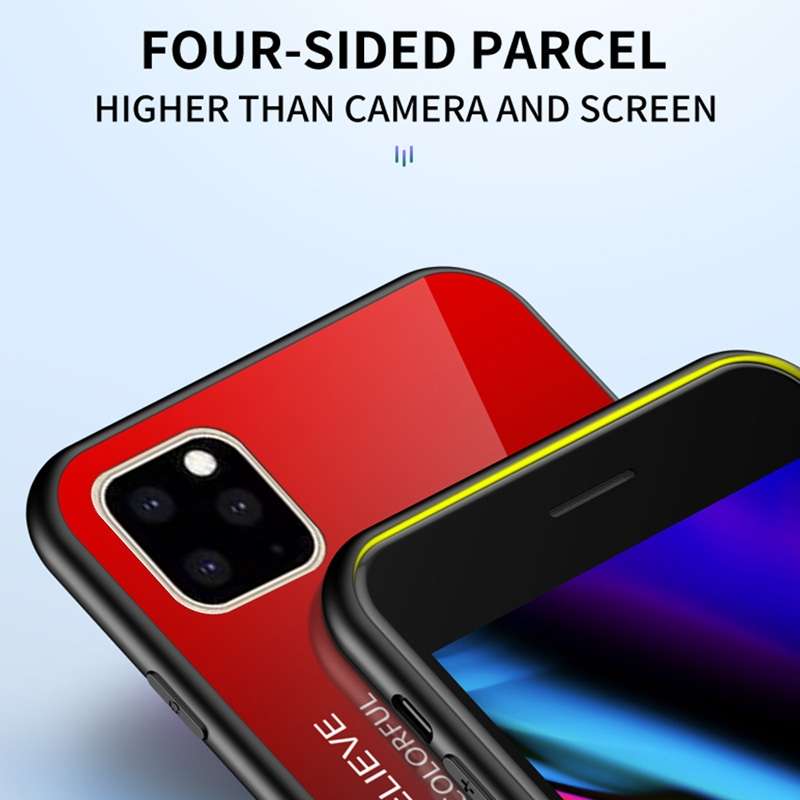 For iPhone 11 Pro Max Gradient Color Glass Case(White)