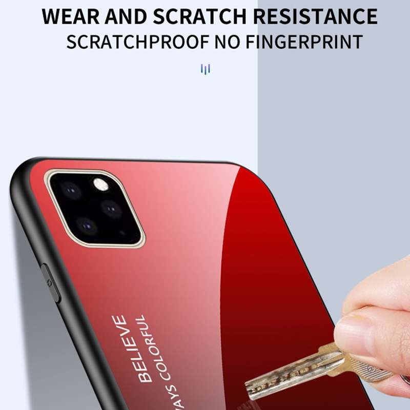 For iPhone 11 Pro Max Gradient Color Glass Case(White)