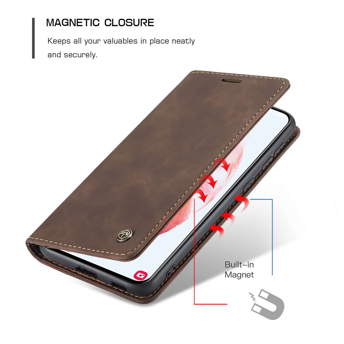 For Samsung Galaxy S21+ 5G CaseMe 013 Multifunctional Horizontal Flip Leather Case wi ... (Coffee)
