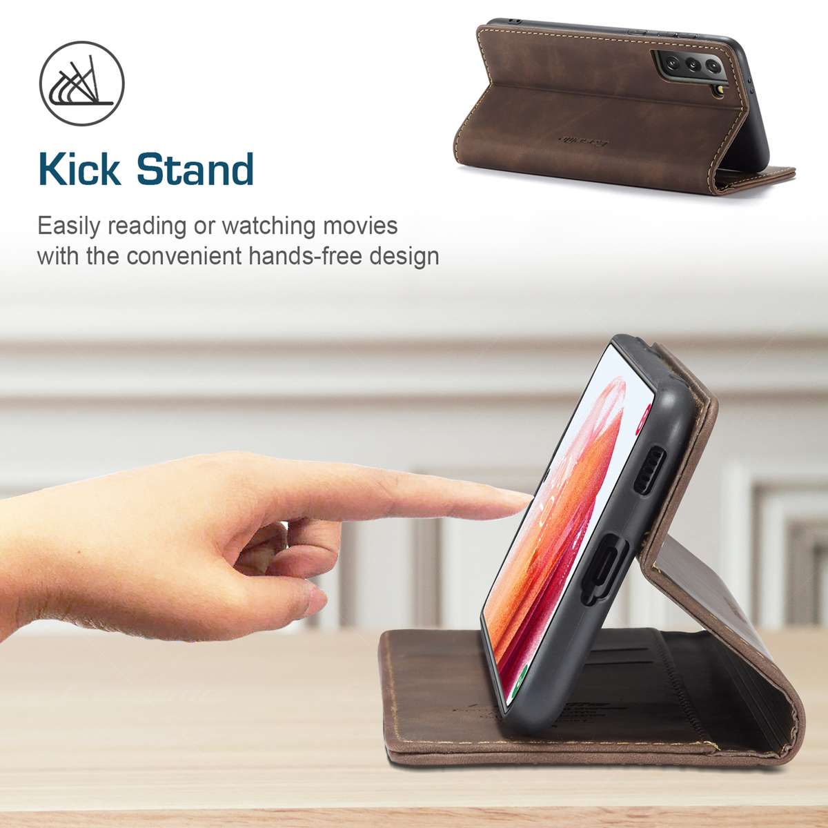 For Samsung Galaxy S21+ 5G CaseMe 013 Multifunctional Horizontal Flip Leather Case wi ... (Coffee)