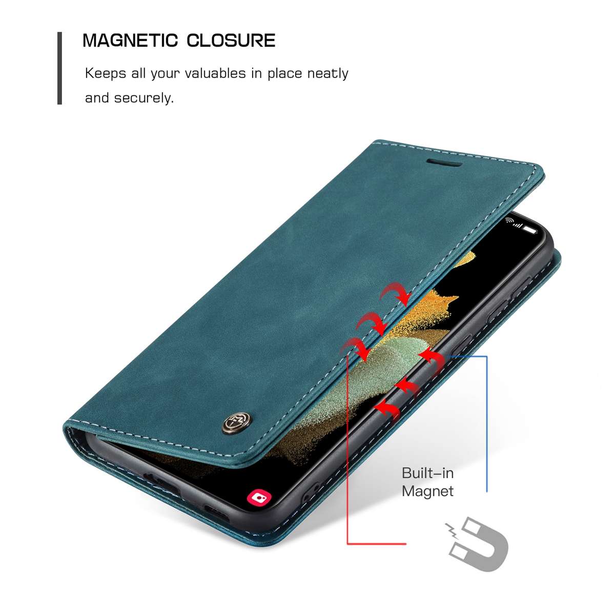 For Samsung Galaxy S21 Ultra 5G CaseMe 013 Multifunctional Horizontal Flip Leather Case ... (Blue)
