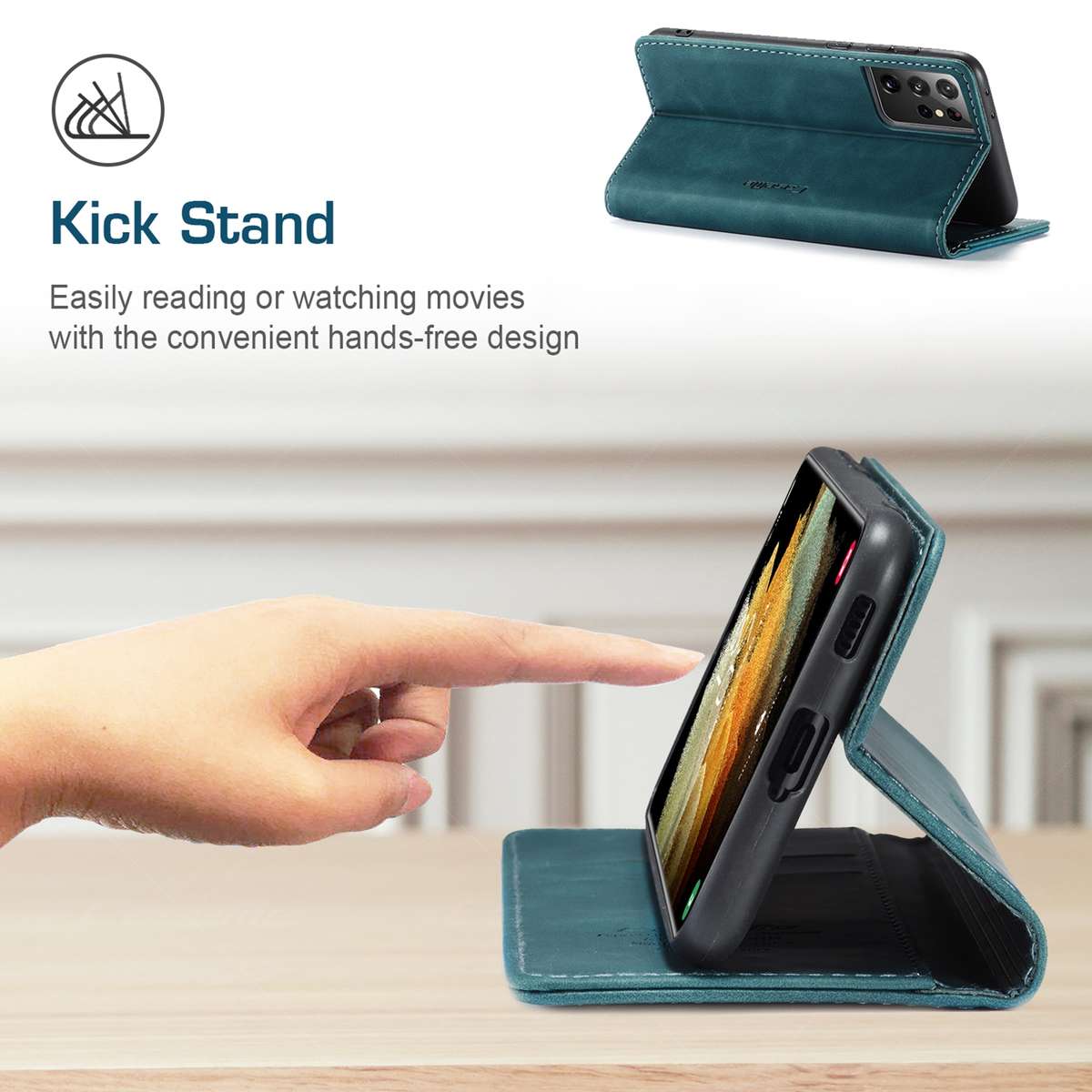 For Samsung Galaxy S21 Ultra 5G CaseMe 013 Multifunctional Horizontal Flip Leather Case ... (Blue)