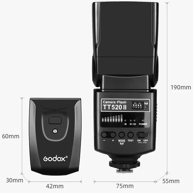 Godox TT520II 433MHZ Wireless 1/300s-1/2000s HSS Flash Speedlite Camera Top Fill Light for Canon / N