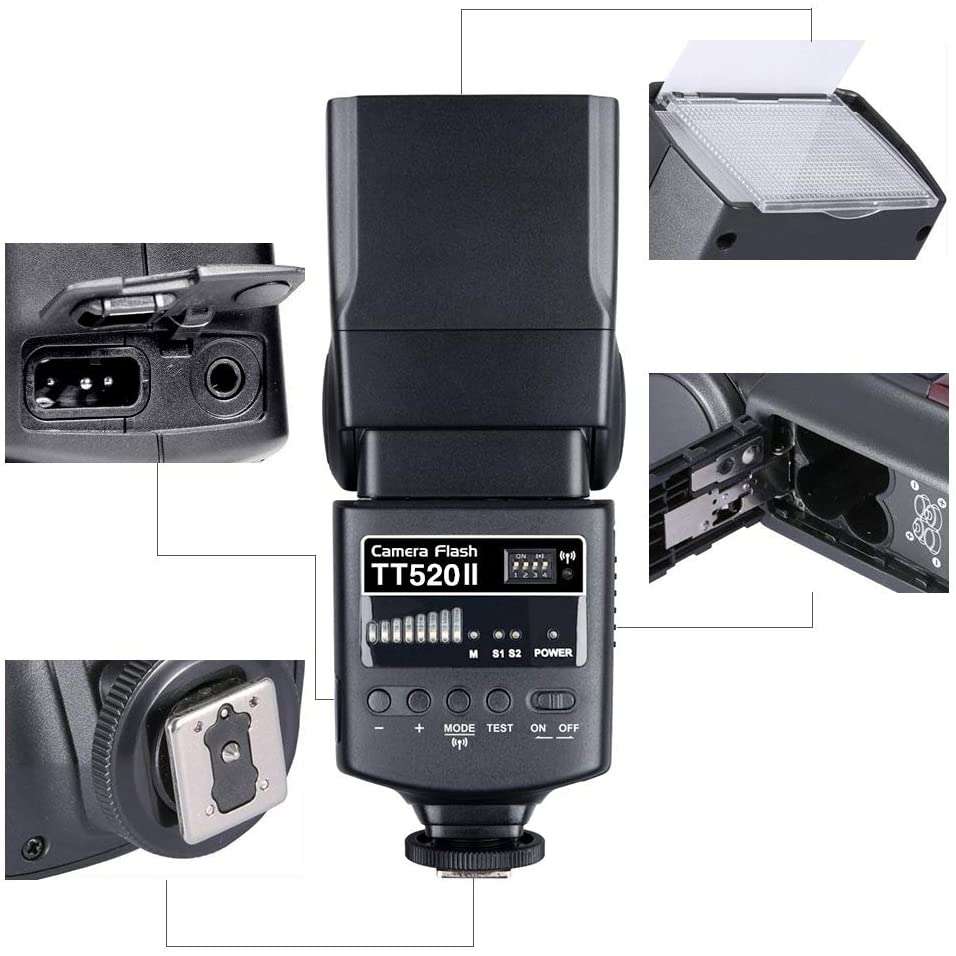 Godox TT520II 433MHZ Wireless 1/300s-1/2000s HSS Flash Speedlite Camera Top Fill Light for Canon / N